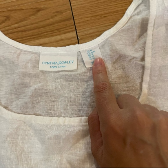 Cynthia rowley medium linen eye lit white cream sleeveless shirt cropped tank - Picture 3 of 6